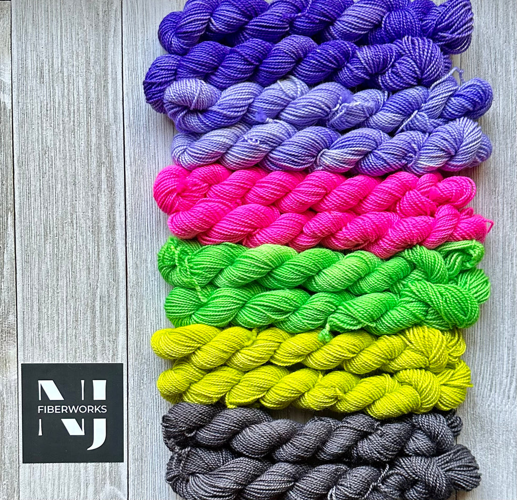 MCN 12 Mini Skein Set - Purple/Pink/Green/Gray