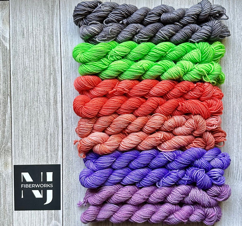 MCN 12 Mini Skein Set - Gray/Green/Orange/Purple